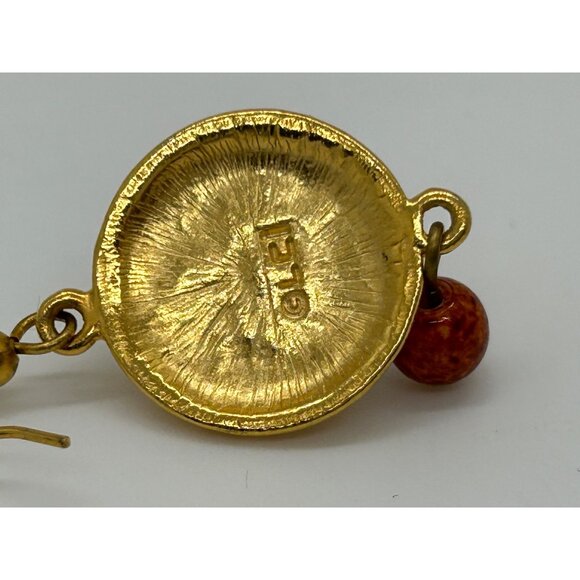 Liz Claiborne Vintage Gold-Toned Faux Pearl with Bead Dangle Earrings For Women - Picture 8 of 9